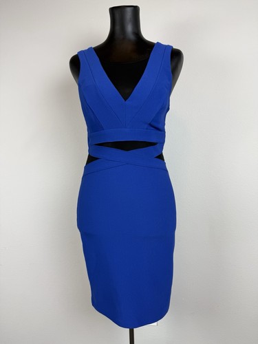 Royal blue bodycon dress - blue, mesh