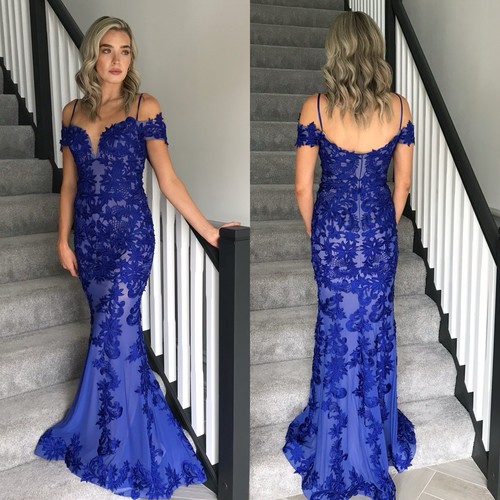 Royal blue lace formal - royal, dress